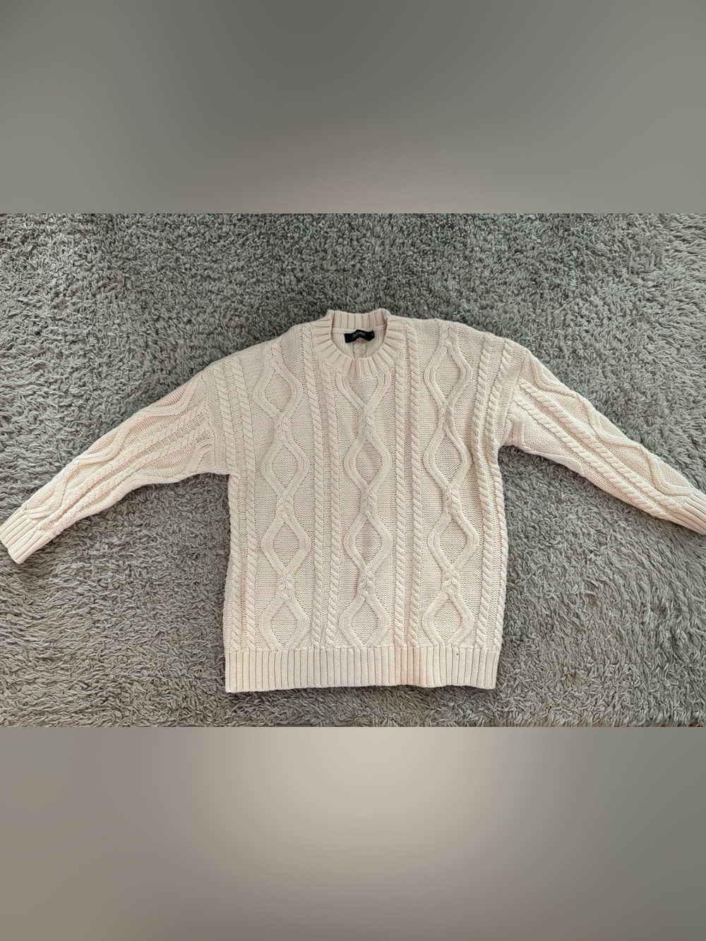 Crewneck Cable Knit Sweater - Cream